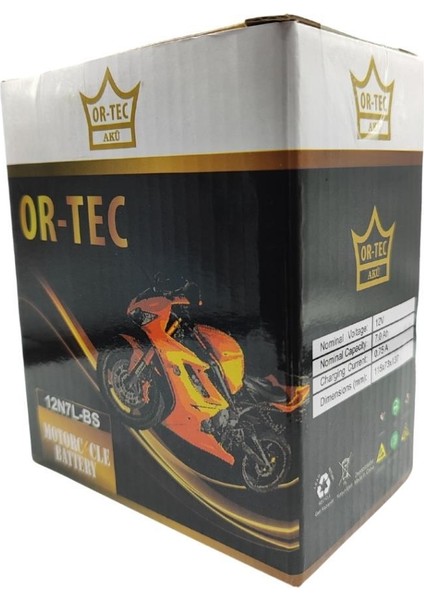 Ortec 12V 7AH (12N7L-BS) Motosiklet Aküsü fiyatları
