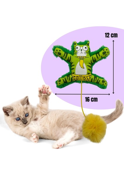 2'li Peluş Kedi Oyuncak Seti Ponponlu, Lastikli Kedi ve Yeşil Renkli Yılan Kedi Oyuncakları modelleri