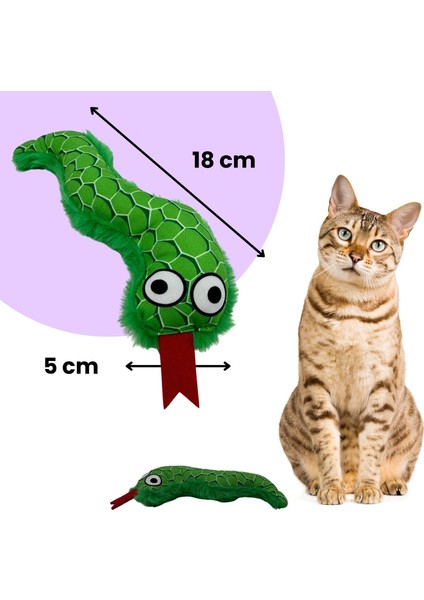 2'li Peluş Kedi Oyuncak Seti Ponponlu, Lastikli Kedi ve Yeşil Renkli Yılan Kedi Oyuncakları indirimleri
