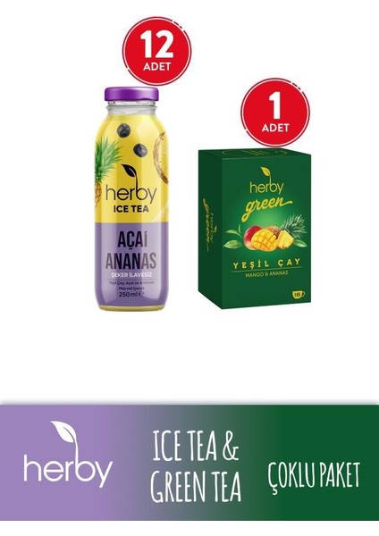 Diyete Destek Paketi (Ice Tea Açai Ananas 12'li Şeker Ilavesiz Soğuk Çay + Yeşil Çay Mango ve Ananas)