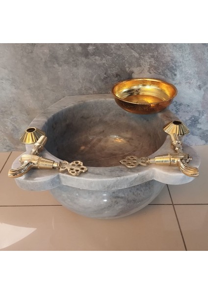 Gri Mermer Hamam Konsept Set Altın modelleri
