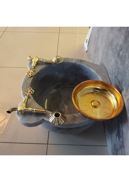 Gri Mermer Hamam Konsept Set Altın fırsatları