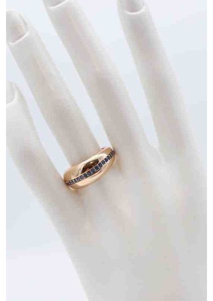 Shesra Düz Lacivert Taş Detaylı Yüzük