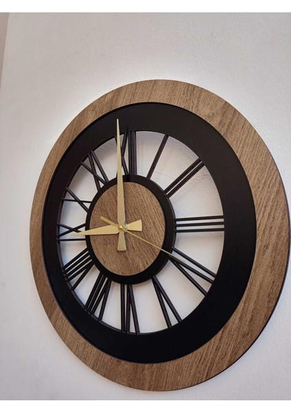 Roma Rakam Ahşap Sessiz Duvar Saati-5 mm Kalın Malzeme modelleri