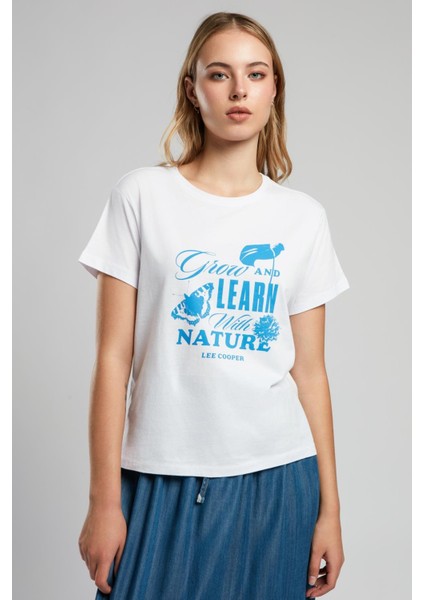 Grow Kadın O Yaka T-Shirt Beyaz modelleri