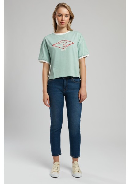 Emilia Kadın O Yaka T-Shirt Mint