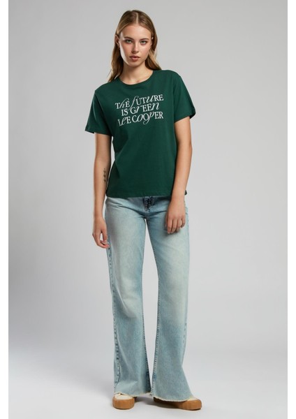 Green Kadın O Yaka T-Shirt Zümrüt