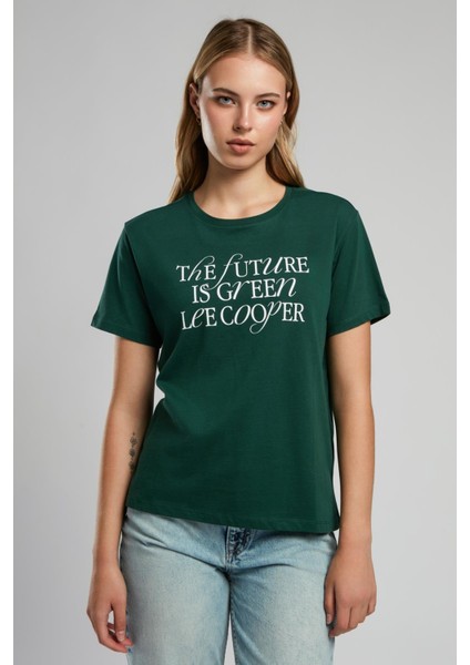 Green Kadın O Yaka T-Shirt Zümrüt fiyatları