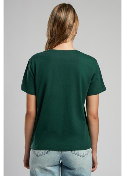 Green Kadın O Yaka T-Shirt Zümrüt modelleri