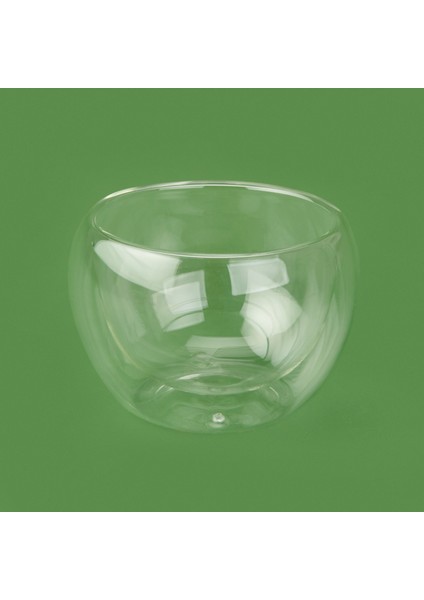 Çift Cidarlı Cam Kase - Şeffaf - 10X7 cm