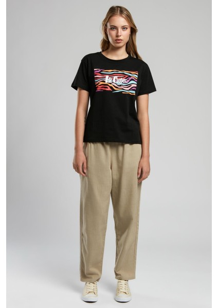 Zebrars Kadın O Yaka T-Shirt Siyah