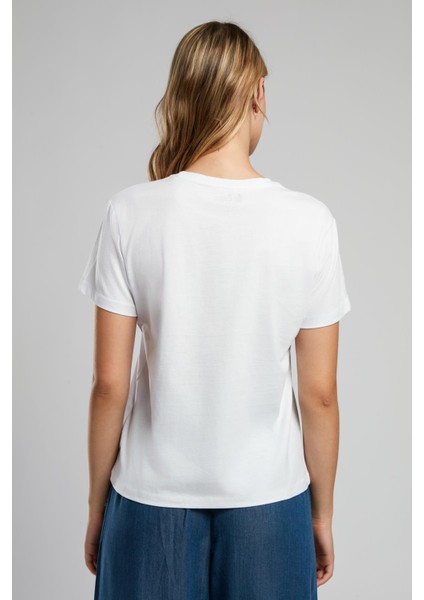 Digital Kadın O Yaka T-Shirt Beyaz modelleri