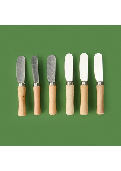 6'lı Tereyağı Bıçağı - Gri / Açık Kahverengi - 11 cm