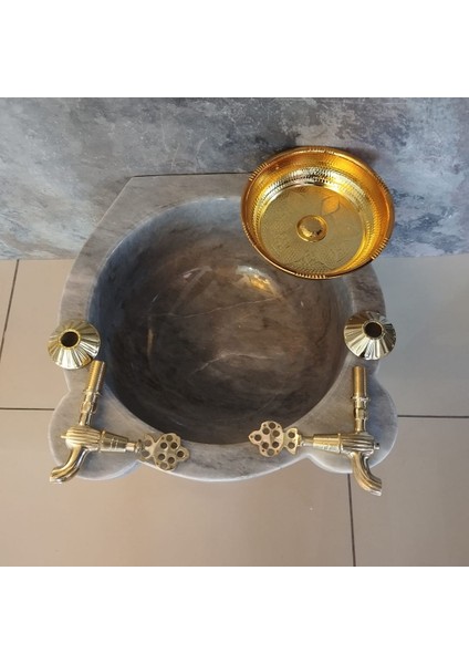 Gri Mermer Hamam Konsept Set Altın modelleri