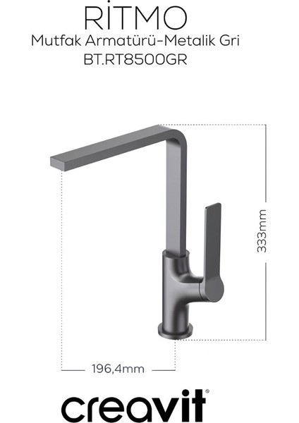 Ritmo Metalik Gri Batarya Seti 3’lü Banyo-Lavabo-Evye fırsatları