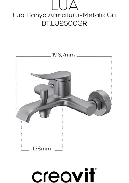 Lua Metalik Gri Batarya Seti 3’lü Banyo-Lavabo-Eviye