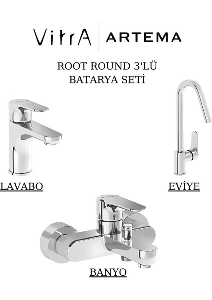Root Round Batarya Seti 3’lü Banyo-Lavabo-Eviye