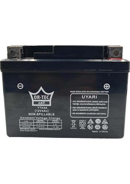 Ortec 12V 4AH (YTX4A-BS) Motosiklet Aküsü