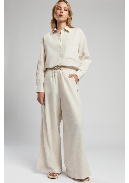 Paige Kadın Dokuma Pantolon Bej