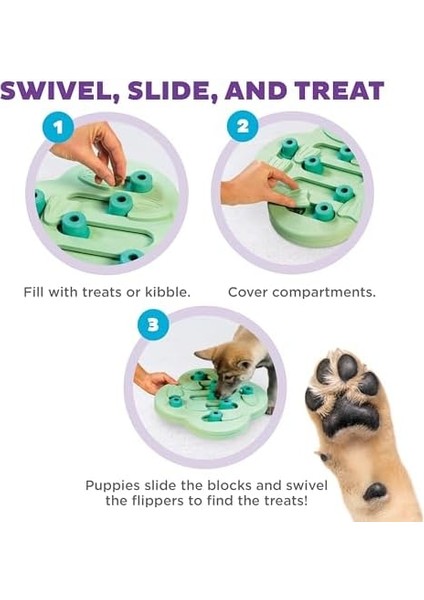 Nina Ottosson Yavru Köpek Hide N' Slide - Köpekler Için Etkileşimli Ödül Düşünme Oyuncağı - Yeşil