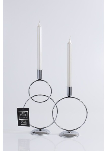 Ikili Gümüş Şamdan Mumluk Dekoratif Hediyelik Dekorasyon Paslanmaz Dolu Demir 28 cm Kardan Adam fiyatları