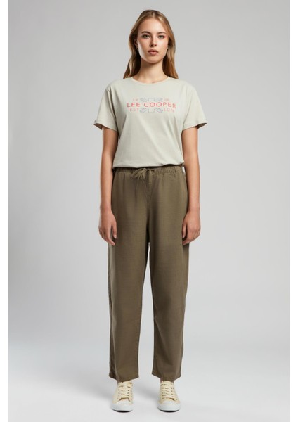 Alberta Kadın Dokuma Pantolon Vizon