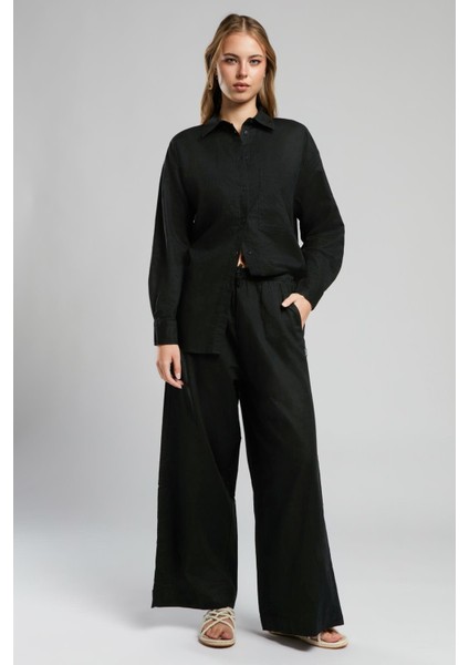 Paige Kadın Dokuma Pantolon Siyah