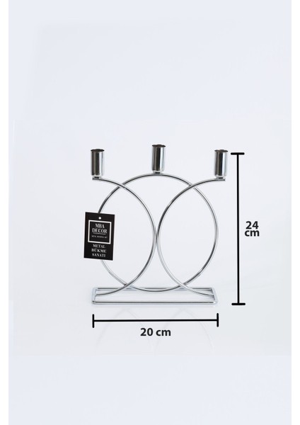 Metal Geometrik 3 Lü Şamdan Mumluk 23CM Paslanmaz Dolu Demir Gümüş Kaplama Ev Dekorasyon fırsatları
