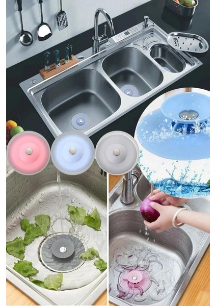 2 Kademeli Dokunmatik Lavabo Tıkacı Silikon Lavabo Gider Tıpası 1 Adet
