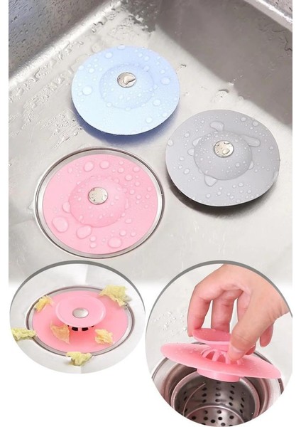 2 Kademeli Dokunmatik Lavabo Tıkacı Silikon Lavabo Gider Tıpası 1 Adet