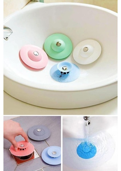 2 Kademeli Dokunmatik Lavabo Tıkacı Silikon Lavabo Gider Tıpası 1 Adet