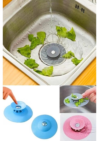 2 Kademeli Dokunmatik Lavabo Tıkacı Silikon Lavabo Gider Tıpası 1 Adet