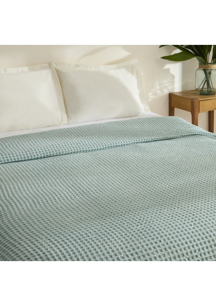 Mady Cotton Waffle Çift Kişilik Tek Pike Mavi