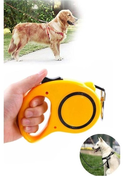 5 Metre Otomatik Makaralı Köpek Gezdirme Tasması ve Yürütme Kayışı Tasma Boyun Pup Style Şerit İpi