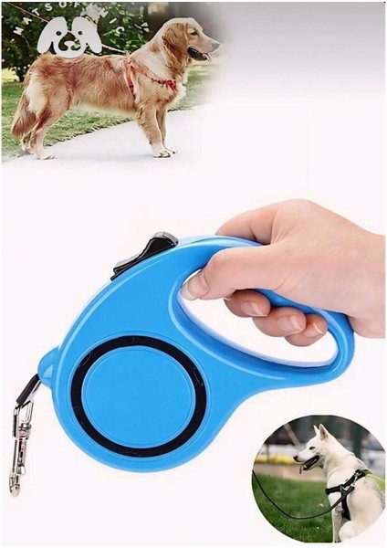 5 Metre Otomatik Makaralı Köpek Gezdirme Tasması ve Yürütme Kayışı Tasma Boyun Pup Style Şerit İpi