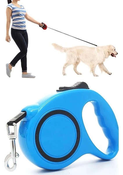 5 Metre Otomatik Makaralı Köpek Gezdirme Tasması ve Yürütme Kayışı Tasma Boyun Pup Style Şerit İpi