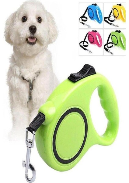 5 Metre Otomatik Makaralı Köpek Gezdirme Tasması ve Yürütme Kayışı Tasma Boyun Pup Style Şerit İpi