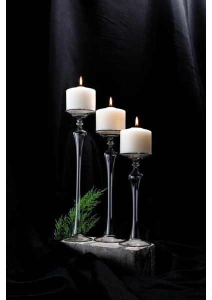 3'lü Borosilikat Cam Magıc Şamdan Seti Üfleme Cam El Yapımı (Mum Dahil Değildir) fiyatları