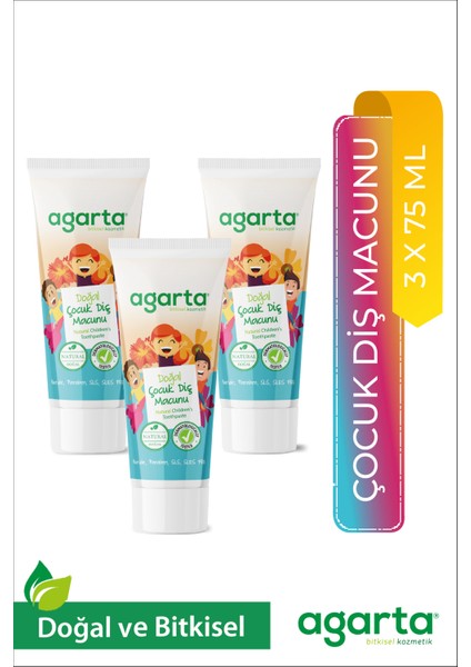 Doğal 3 Adet Çocuk Diş Macunu Çilekli 75 Ml
