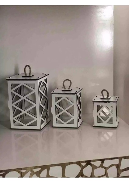 3'lü Mini Ahşap Dekoratif Süs Fener Seti indirimleri