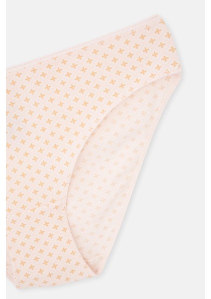 Açık Somon-Soft Pembe Kadın 3'lü Desenli Brıef Külot fırsatları