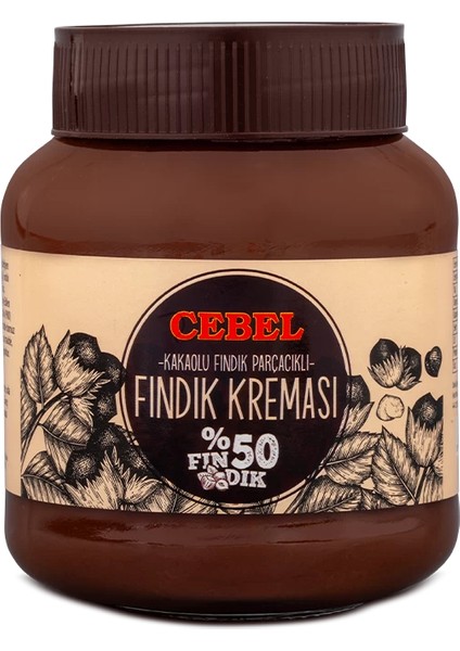 Fındık Parçacıklı Kakaolu Fındık Kreması 350 gr %50 Fındık Cebel Çikolata (2 Adet x 350 Gr)