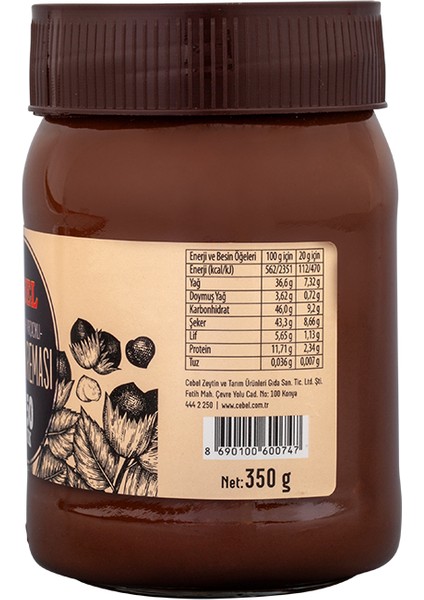 Fındık Parçacıklı Kakaolu Fındık Kreması 350 gr %50 Fındık Cebel Çikolata (2 Adet x 350 Gr)
