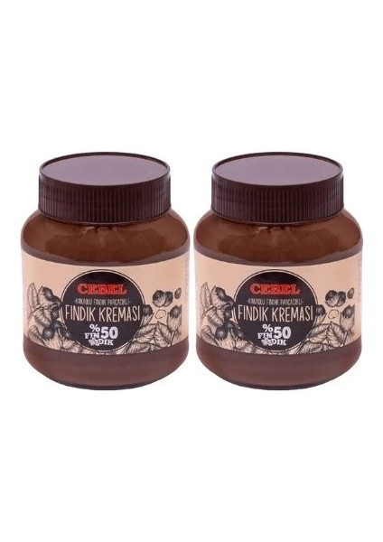 Fındık Parçacıklı Kakaolu Fındık Kreması 350 gr %50 Fındık Cebel Çikolata (2 Adet x 350 Gr)