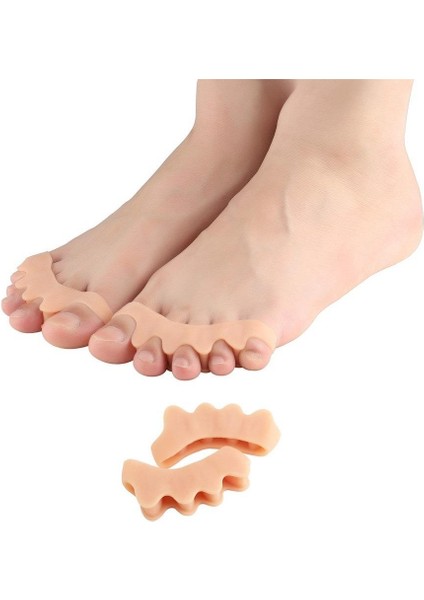 Ten Rengi Ayak 5 Parmak Ayırıcı Makaralı Gömlek Silikon Bunyon Gece Aparatı 1 Çift