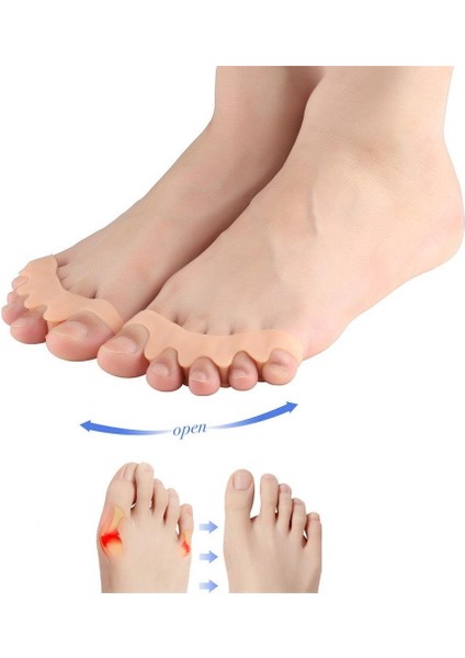 Ten Rengi Ayak 5 Parmak Ayırıcı Makaralı Gömlek Silikon Bunyon Gece Aparatı 1 Çift