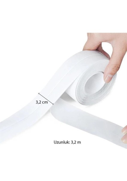 3,2 Metre 38 mm Su Sızdırmaz Lavabo Küvet Tezgah Kenar Derz Bandı Banyo Mutfak Pencere Bandı fiyatları