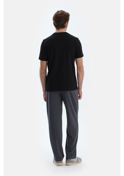 Siyah Ipek Apre Interlok Bisiklet Yaka Tişört fiyatları