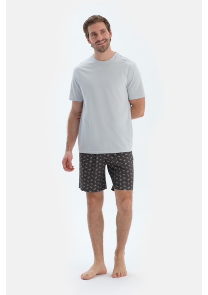 Açık Gri Kısa Kollu Bisiklet Yaka Basıc Tişört fırsatları