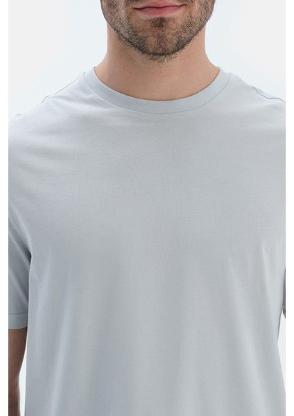 Açık Gri Kısa Kollu Bisiklet Yaka Basıc Tişört indirimleri